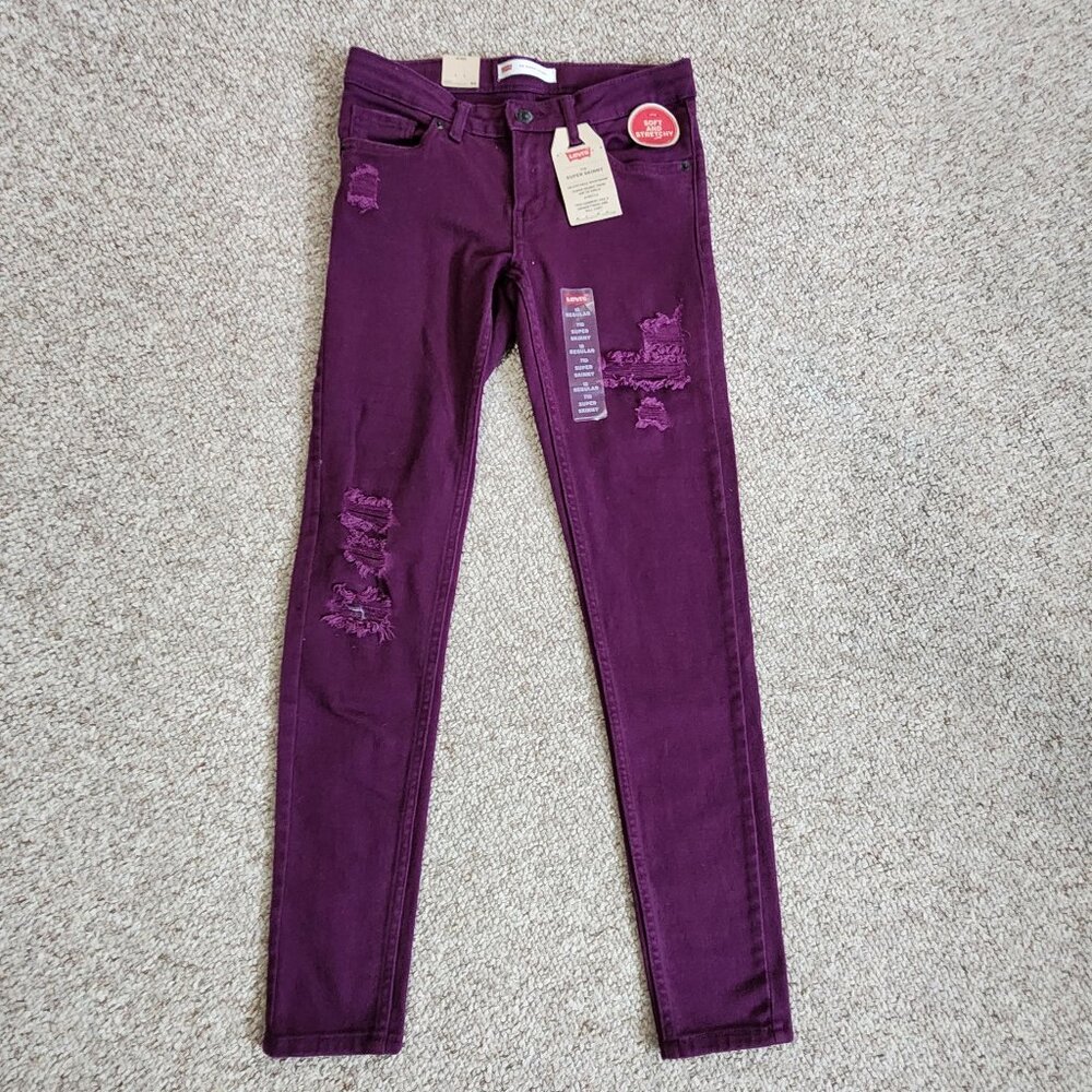 NWT Levi's Super Skinny Distressed Jeans Girls Size 12